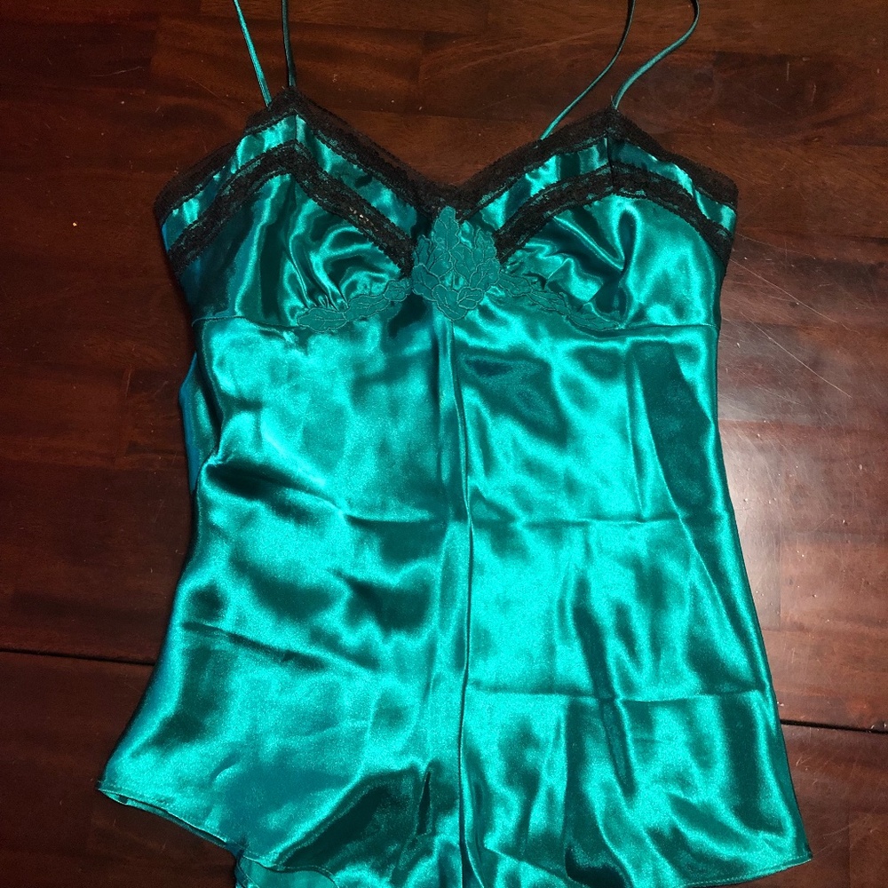 Victoria’s Secret Vintage Gold Label Green Teddy/Romper, Size S